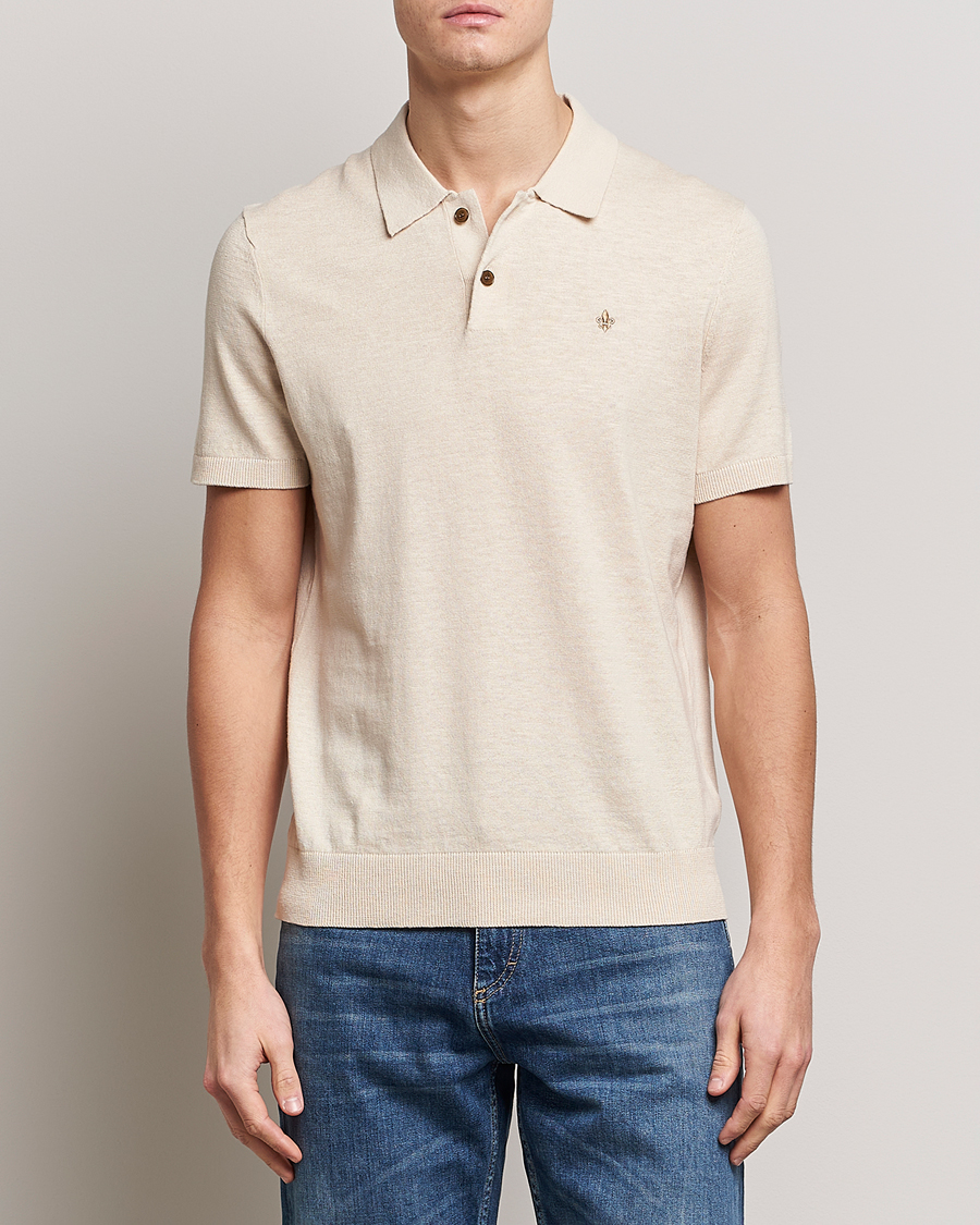 Herren | Poloshirts | Morris | Harold Cotton/Linen Summer Polo Off White