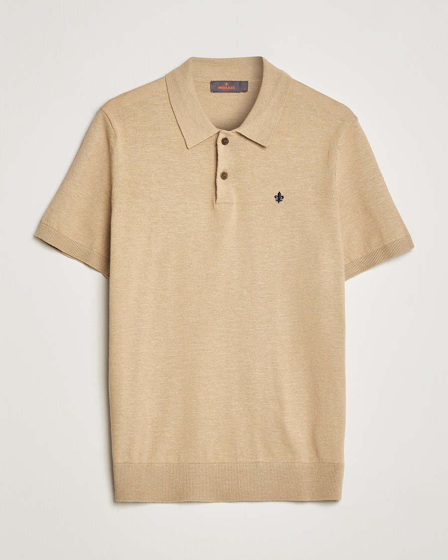 Herren | Poloshirts | Morris | Harold Cotton/Linen Summer Polo Camel