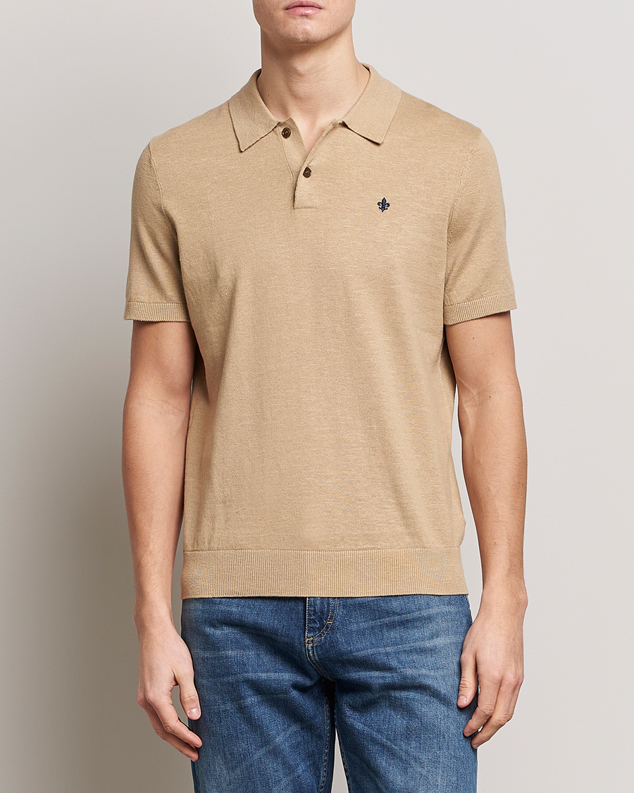 Herren | Poloshirts | Morris | Harold Cotton/Linen Summer Polo Camel