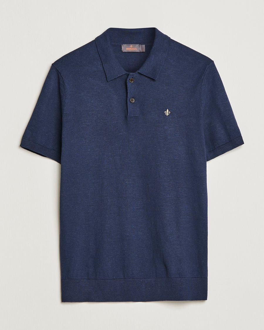 Herren | Poloshirts | Morris | Harold Cotton/Linen Summer Polo Navy