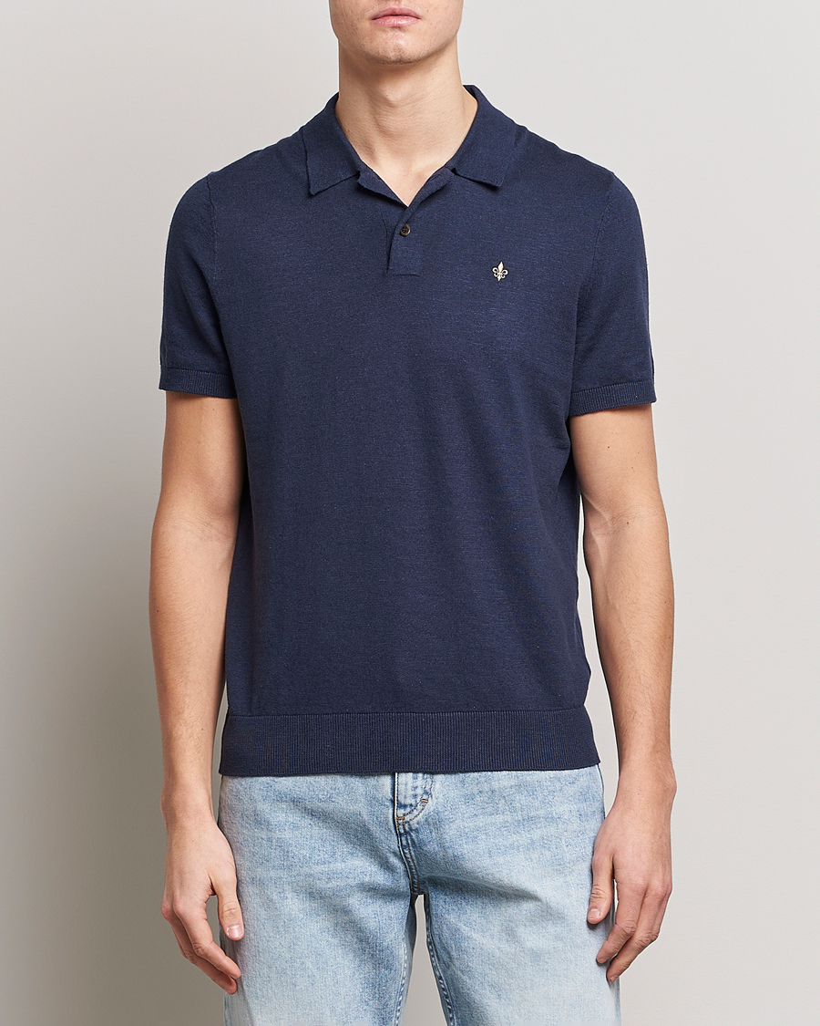 Herren | Poloshirts | Morris | Harold Cotton/Linen Summer Polo Navy