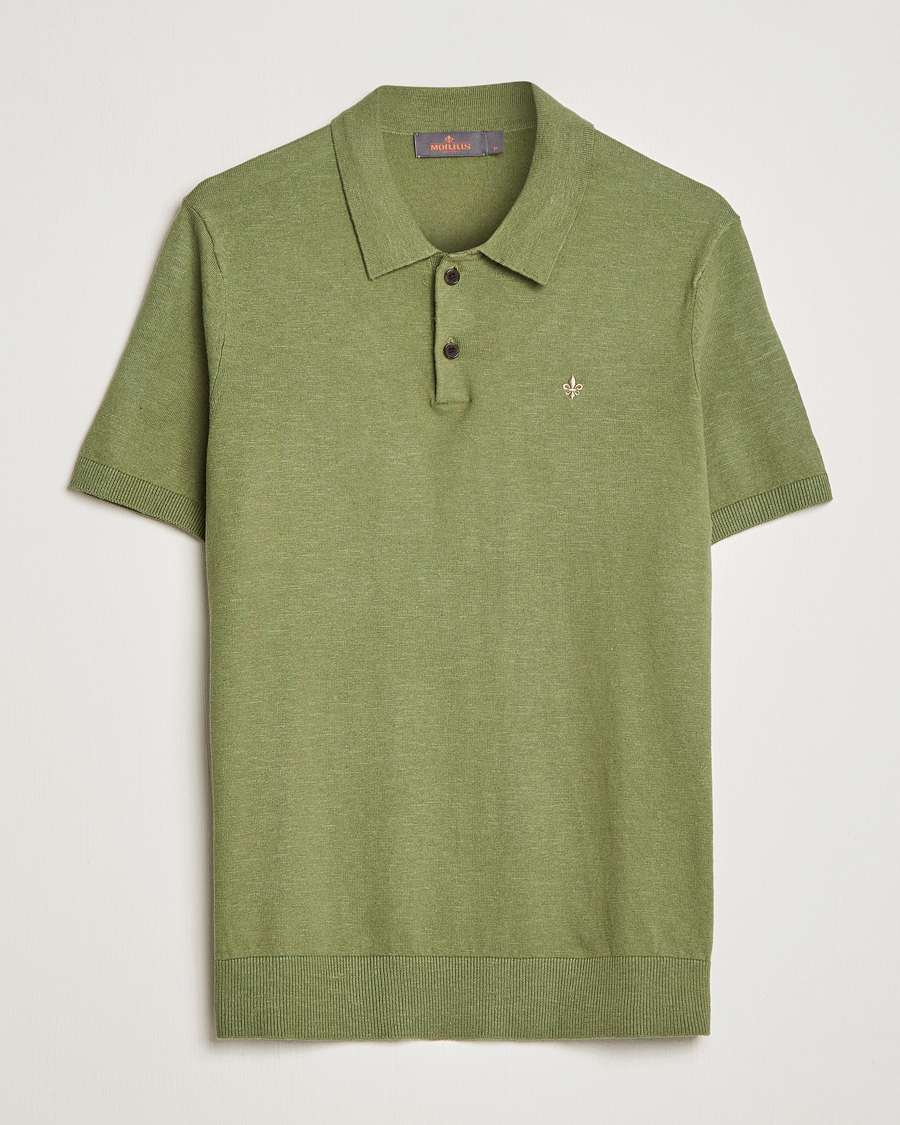 Herren | Poloshirts | Morris | Harold Cotton/Linen Summer Polo Sage Green