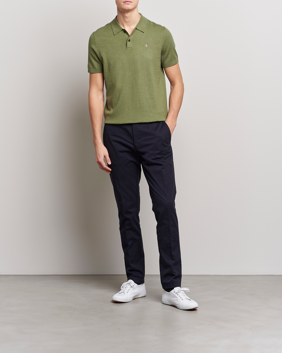 Herren | Poloshirts | Morris | Harold Cotton/Linen Summer Polo Sage Green