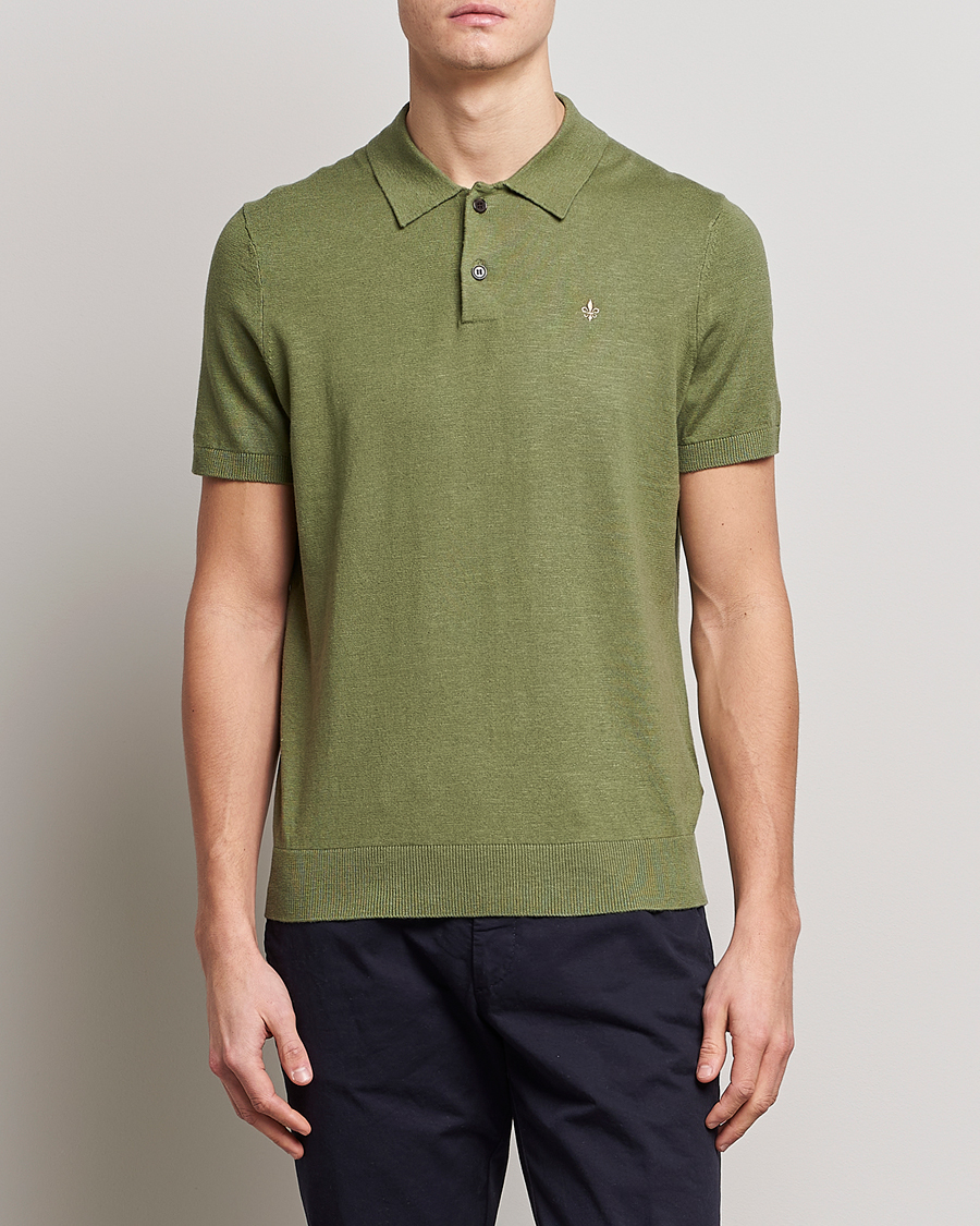 Herren | Poloshirts | Morris | Harold Cotton/Linen Summer Polo Sage Green
