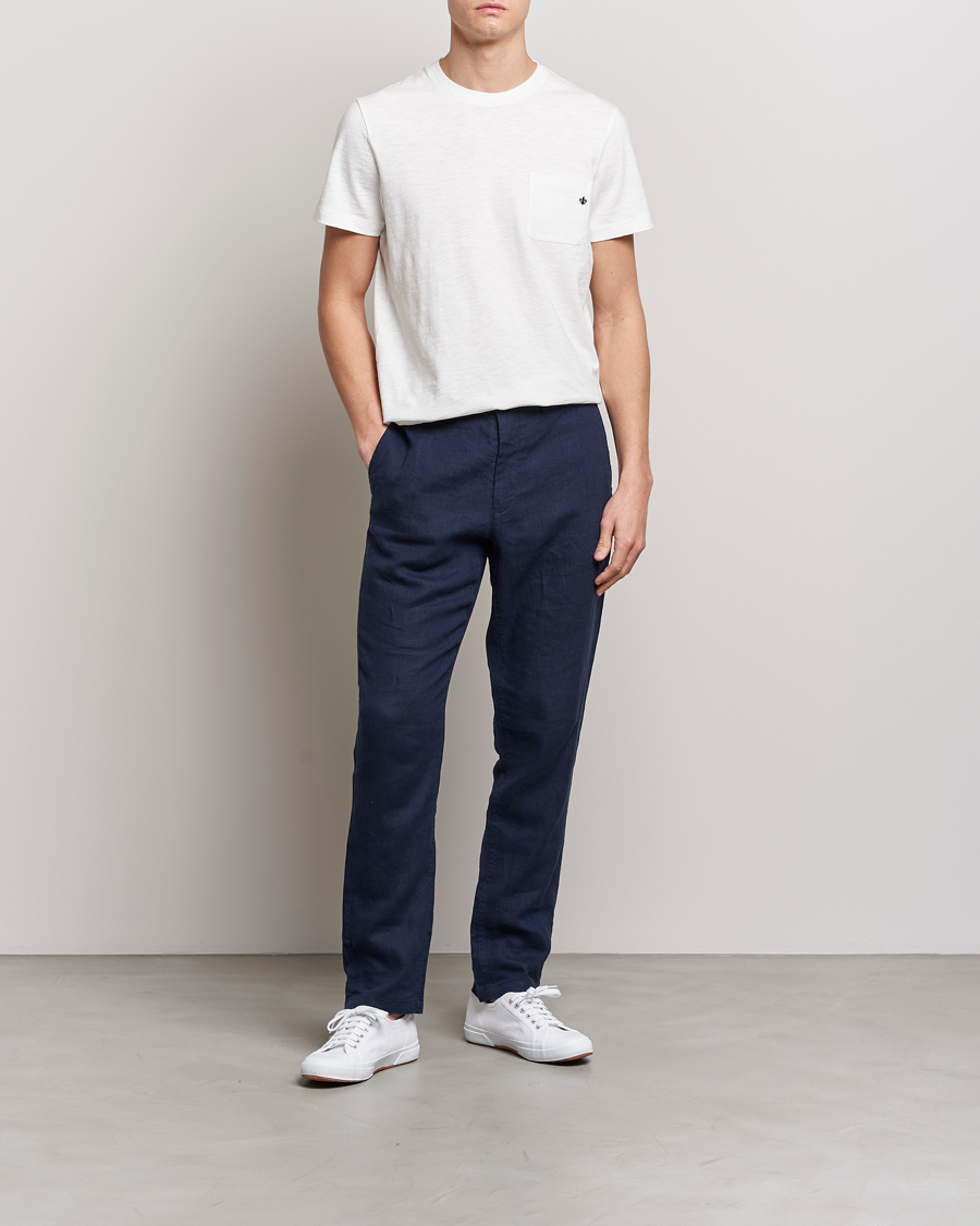 Herren | T-Shirts | Morris | Lily Slub Pocket Crew Neck Tee White