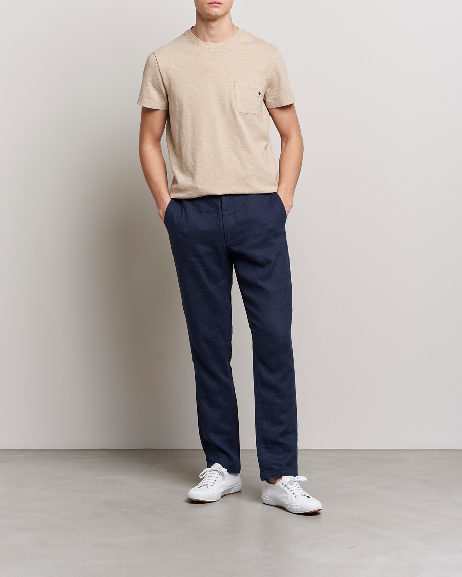 Herren | T-Shirts | Morris | Lily Slub Pocket Crew Neck Tee Beige