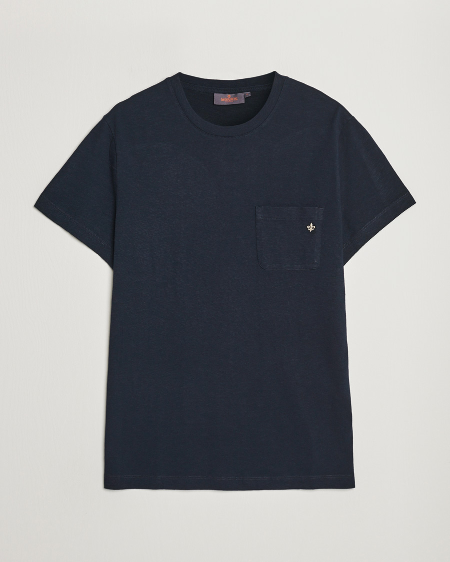 Herren | T-Shirts | Morris | Lily Slub Pocket Crew Neck Tee Navy