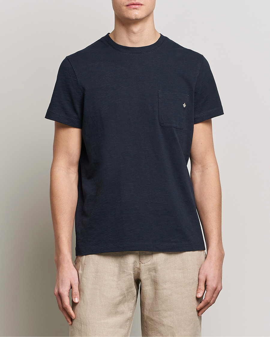 Herren | T-Shirts | Morris | Lily Slub Pocket Crew Neck Tee Navy