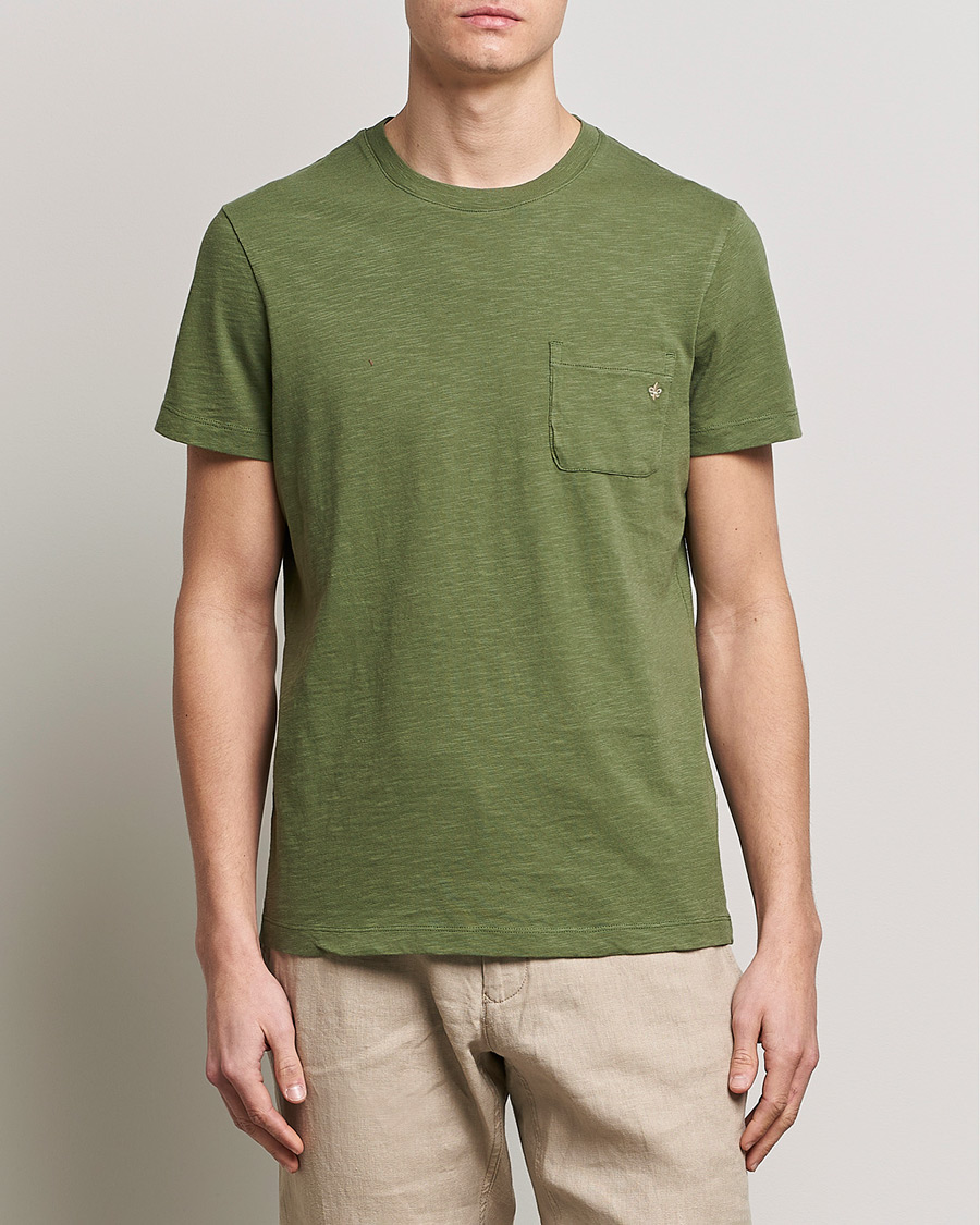 Herren | T-Shirts | Morris | Lily Slub Pocket Crew Neck Tee Olive