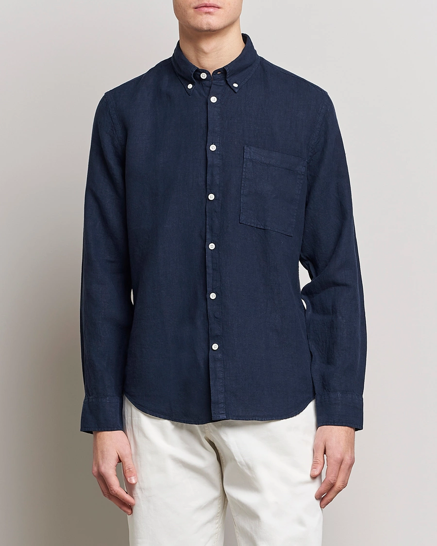 Herren | NN07 | NN07 | Arne Linen Shirt Navy Blue