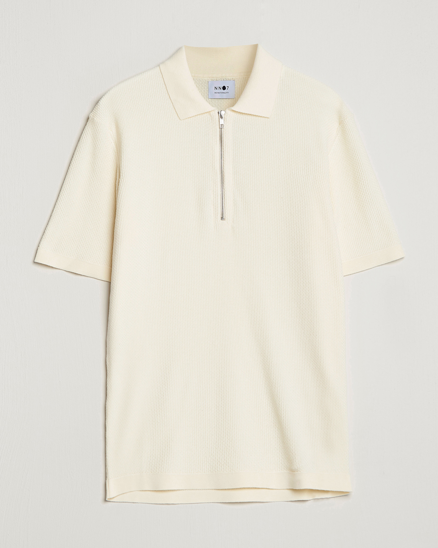 Herren | Poloshirts | NN07 | Hansie Structured Zip Polo Ecru