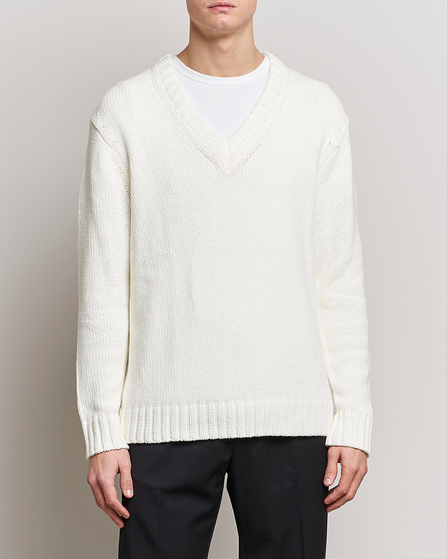 Herren | Pullover | NN07 | Jasper Knitted V-Neck Sweater Ecru