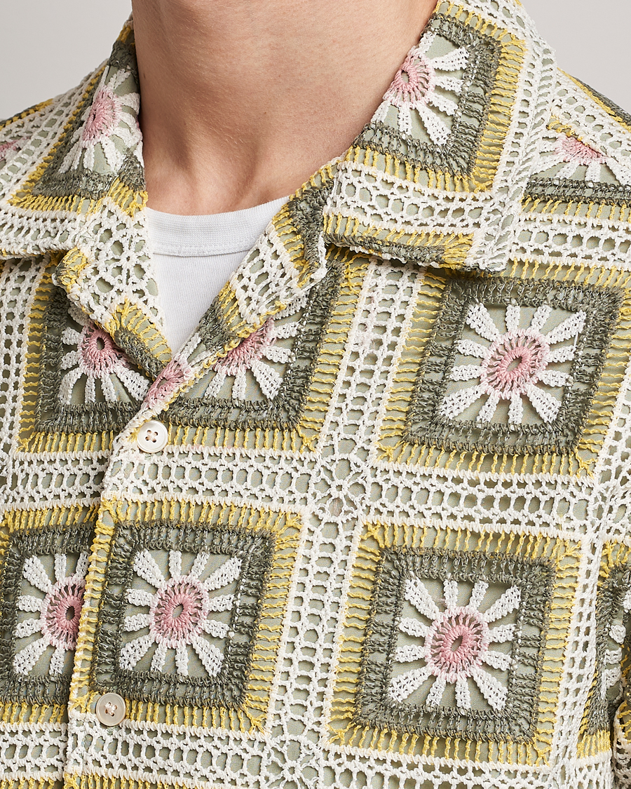 Herren | Hemden | NN07 | Julio Flower Short Sleeve Shirt Pale Green