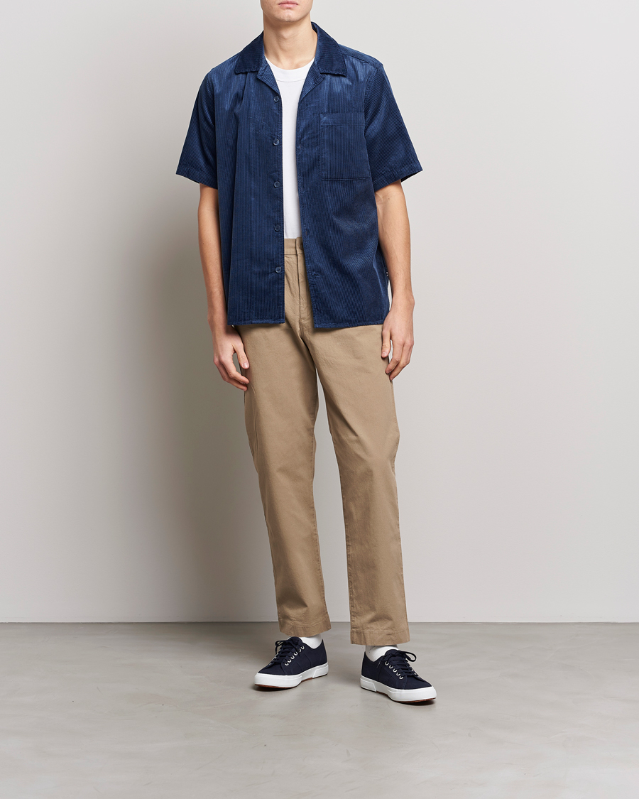 Herren | Hemden | NN07 | Julio Tencel Corduroy Short Sleeve Shirt Sargasso Sea