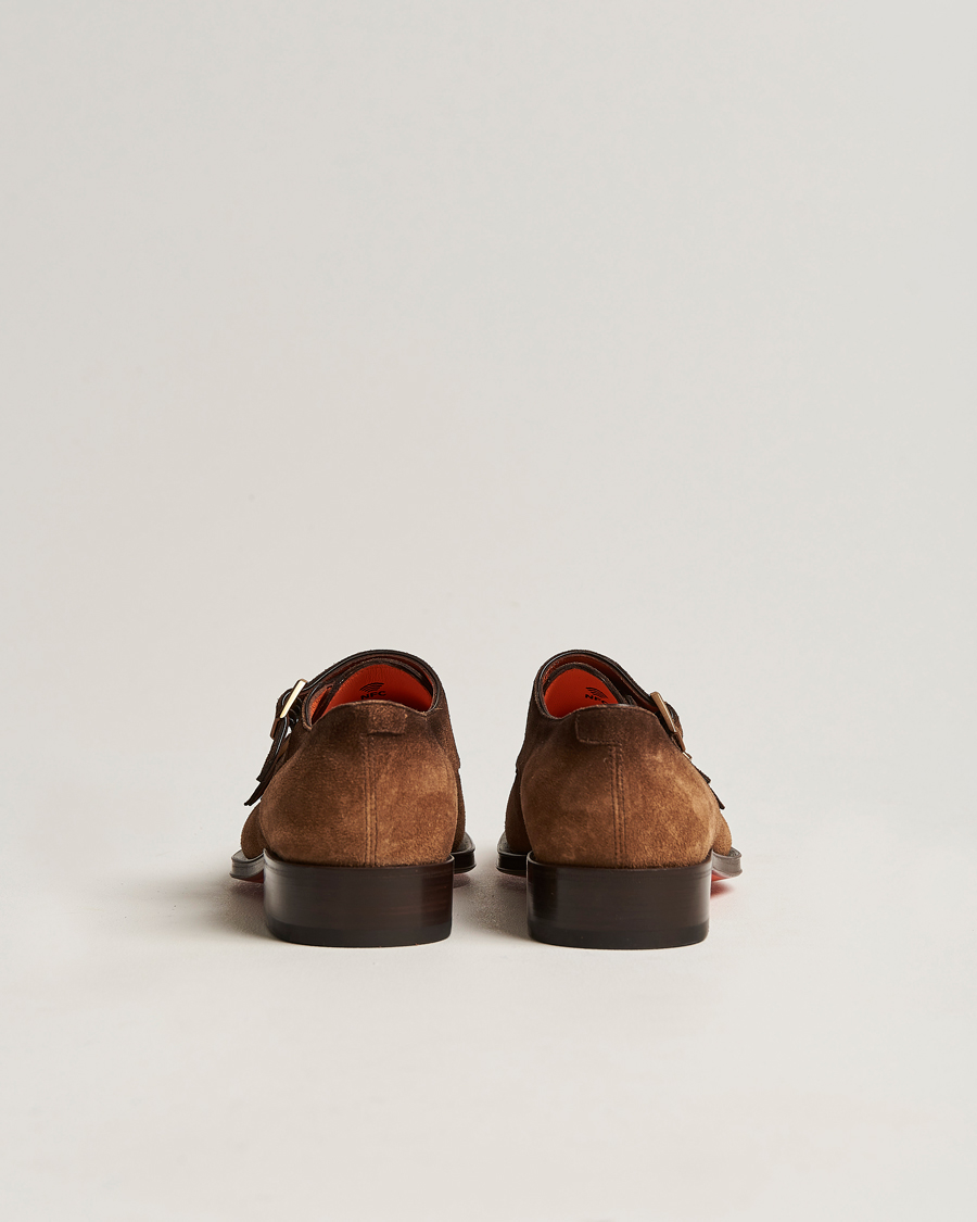 Herren | Santoni Double Monk Shoe Brown Suede | Santoni | Double Monk Shoe Brown Suede