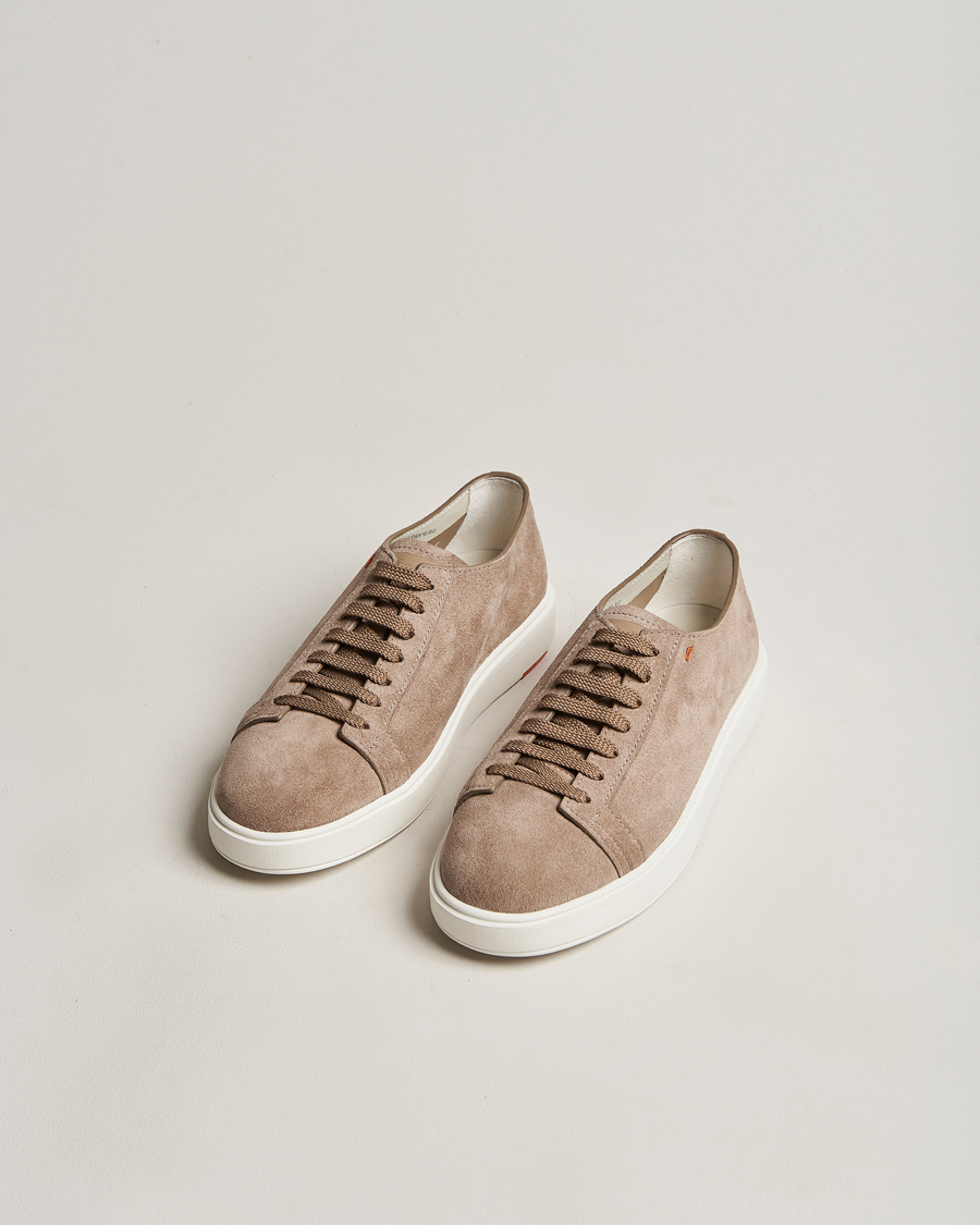 Herren | Santoni Plain Sneaker Beige Suede | Santoni | Plain Sneaker Beige Suede