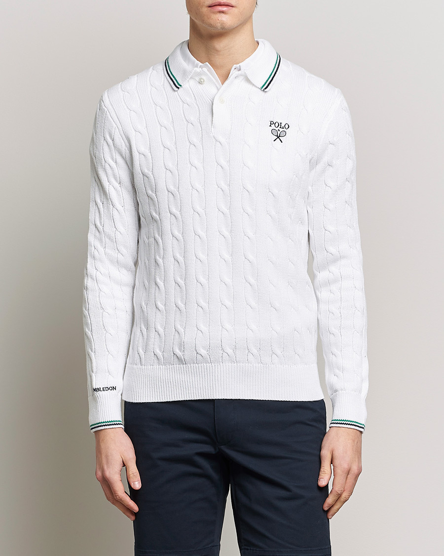 Herren | Pullover | Polo Ralph Lauren | Cotton Cable Knitted Polo Ceramic White