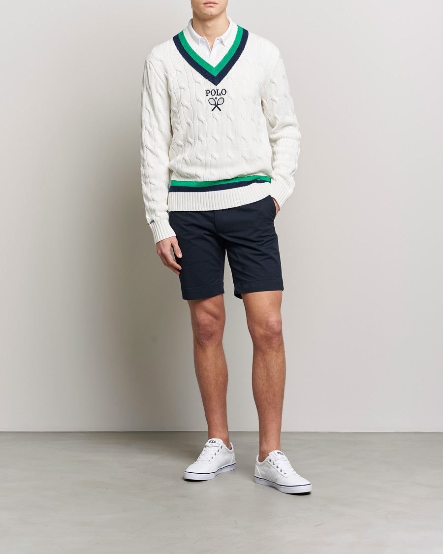Herren | Pullover | Polo Ralph Lauren | Knitted V-Neck Cricket Sweater Ceramic White