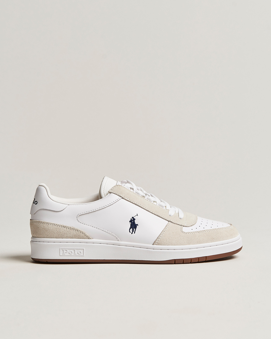 Herren | Polo Ralph Lauren CRT Leather/Suede Sneaker White/Navy | Polo Ralph Lauren | CRT Leather/Suede Sneaker White/Navy