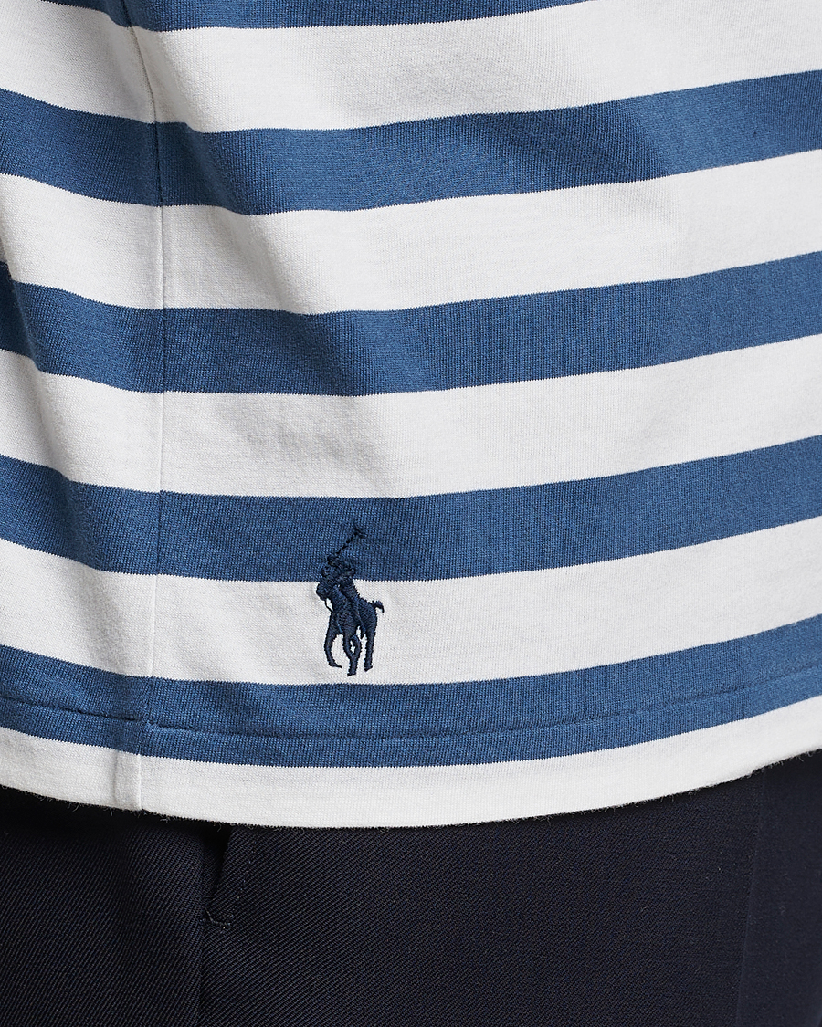 Herren | T-Shirts | Polo Ralph Lauren | Brushed Spa Jersey Striped Crew Neck T-Shirt White/Blue
