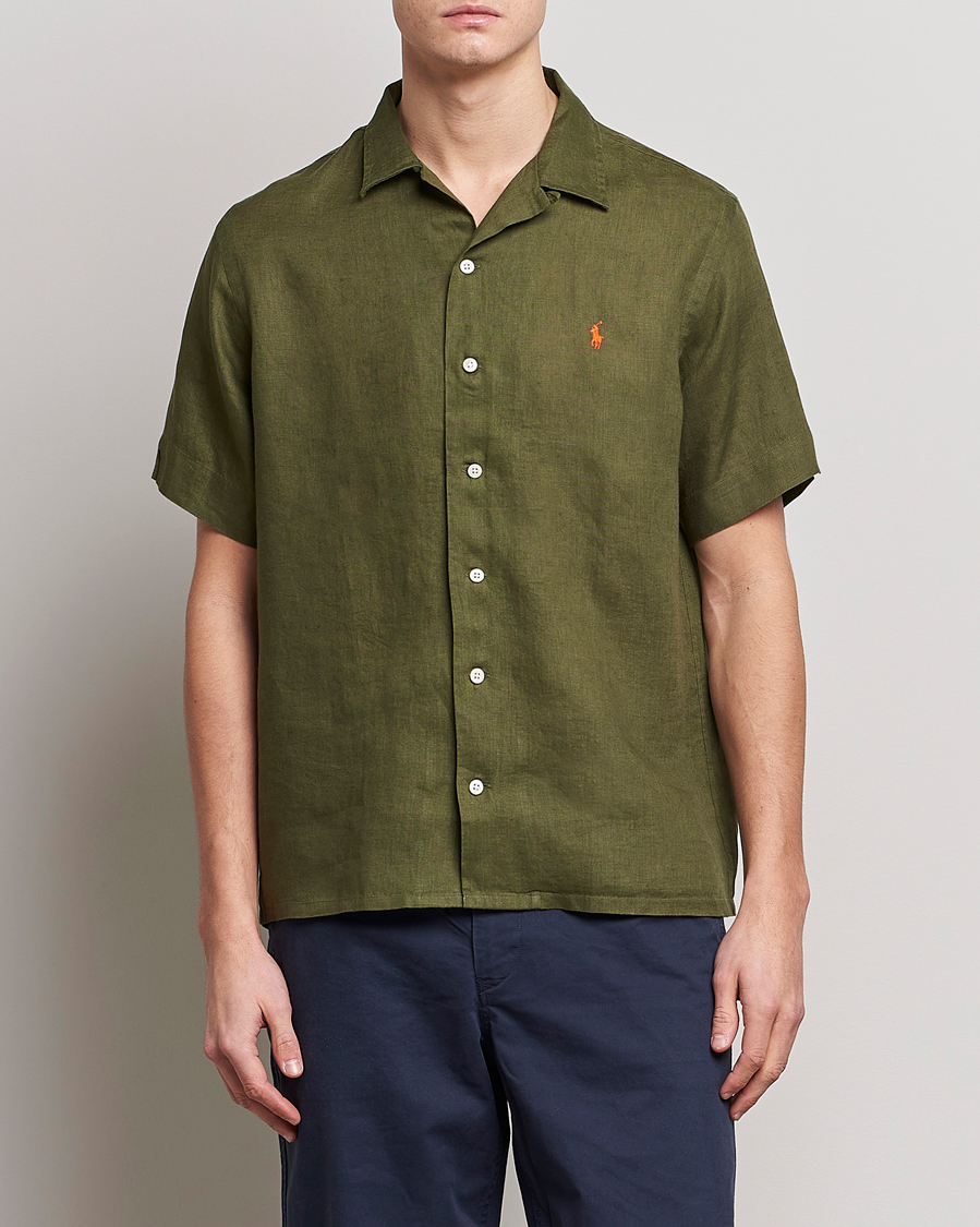 Herren | Hemden | Polo Ralph Lauren | Linen Camp Collar Short Sleeve Shirt Dark Sage