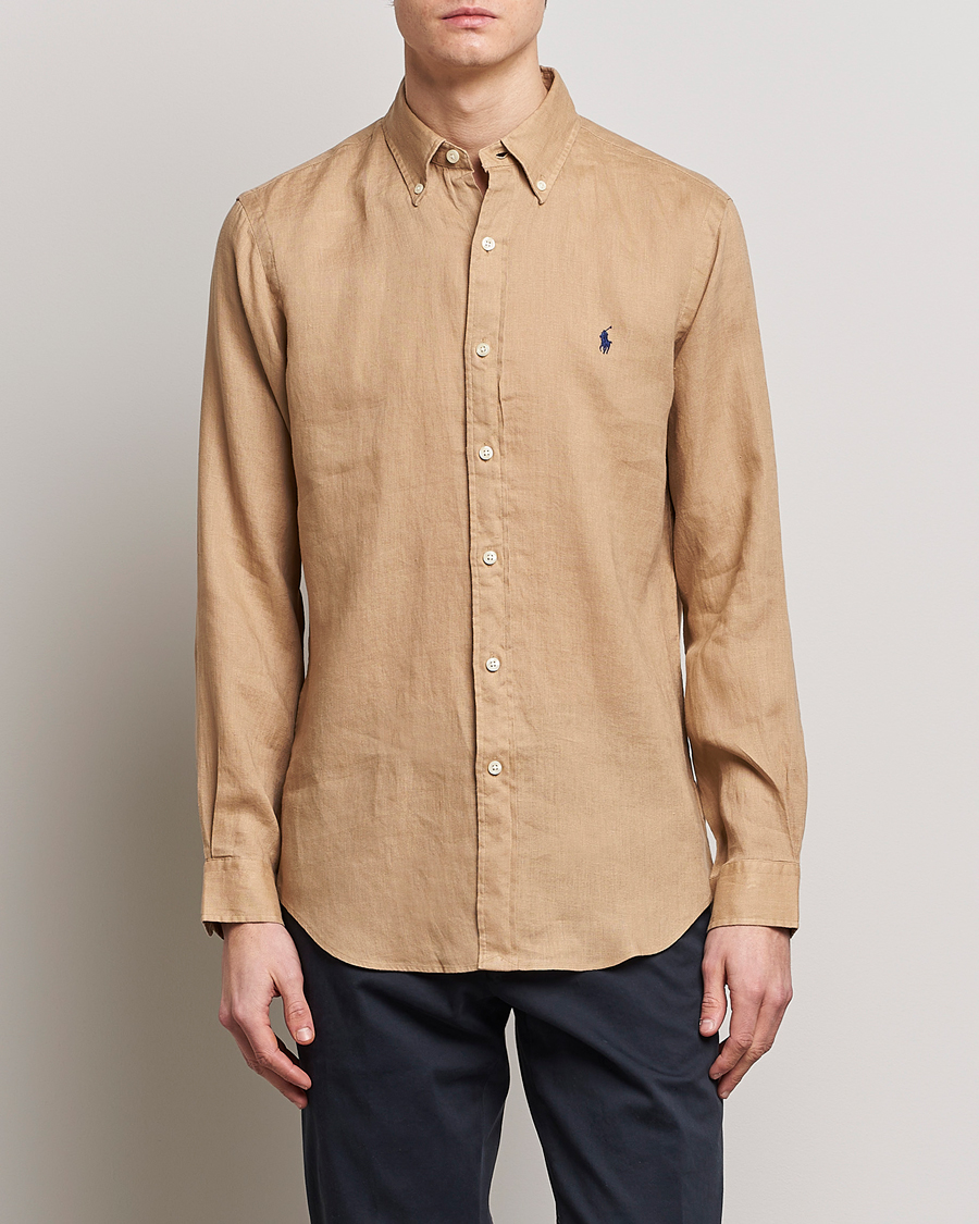 Herren | Freizeithemden | Polo Ralph Lauren | Custom Fit Linen Button Down Vintage Khaki