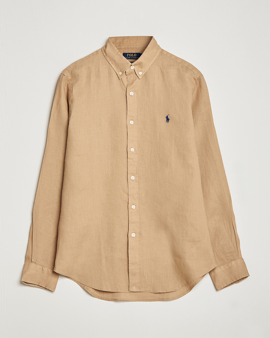Herren | Hemden | Polo Ralph Lauren | Slim Fit Linen Button Down Shirt Vintage Khaki