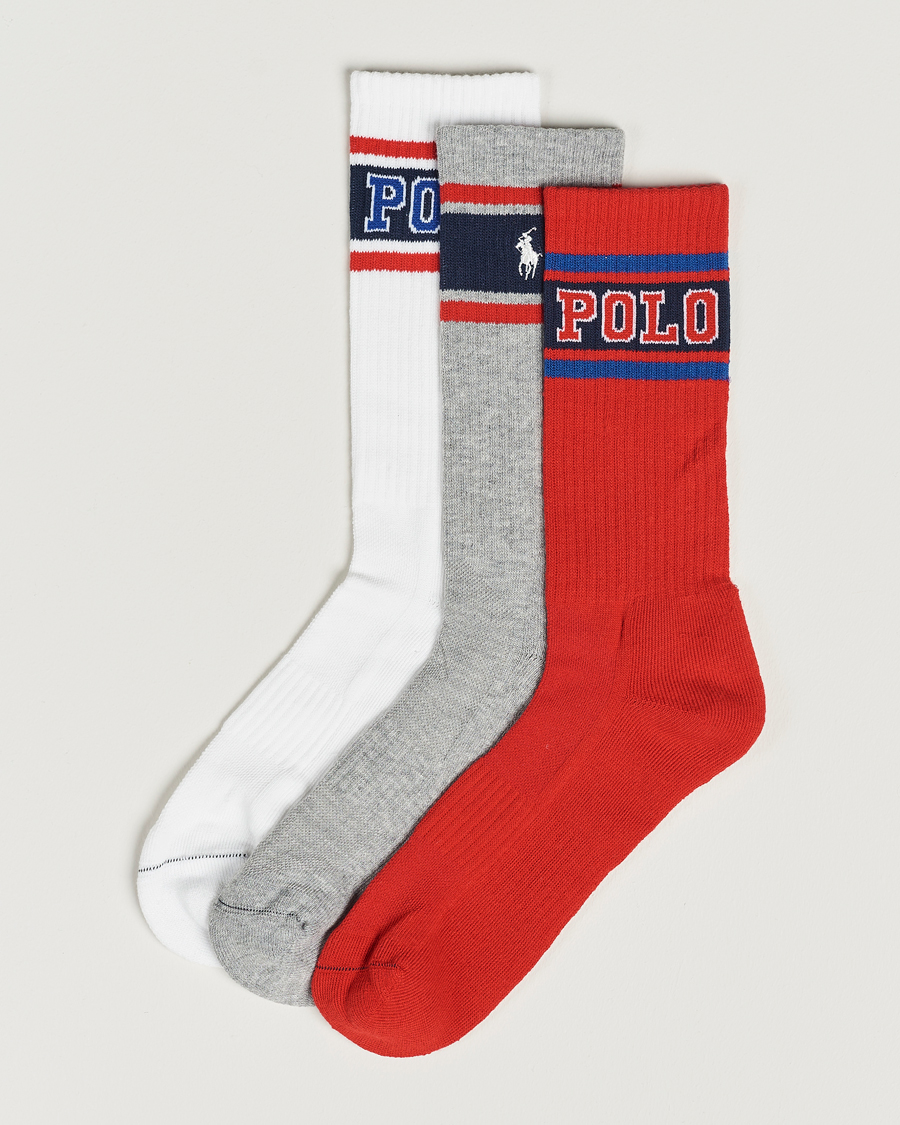 Herren | Unterwäsche | Polo Ralph Lauren | Varsity 3-Pack Sock Red/Grey/White