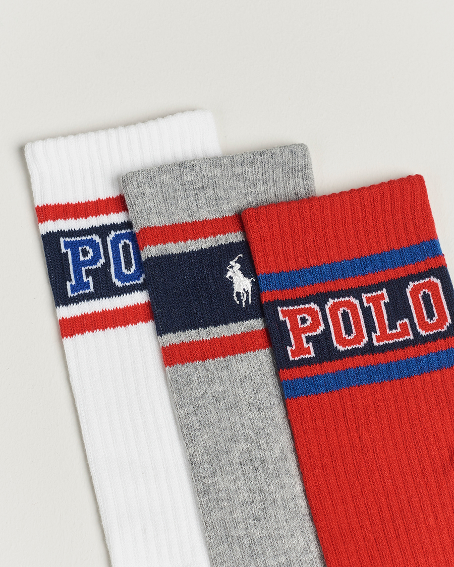 Herren | Unterwäsche | Polo Ralph Lauren | Varsity 3-Pack Sock Red/Grey/White