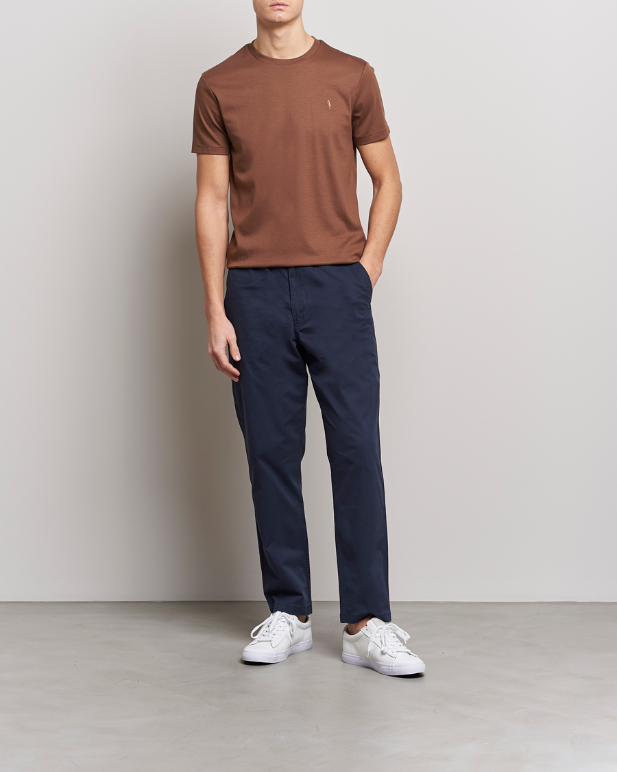 Herren | T-Shirts | Polo Ralph Lauren | Pima Cotton Crew Neck T-Shirt Luggage Brown
