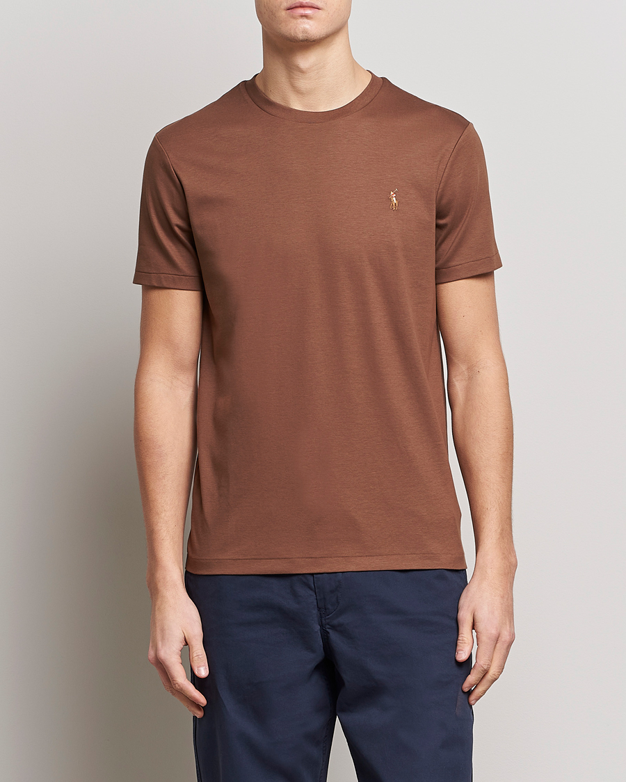 Herren | T-Shirts | Polo Ralph Lauren | Pima Cotton Crew Neck T-Shirt Luggage Brown