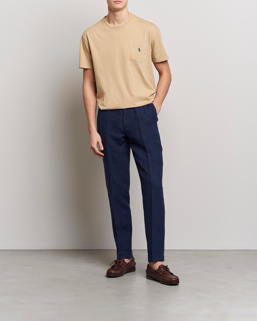 Herren | T-Shirts | Polo Ralph Lauren | Cotton/Linen Crew Neck T-Shirt Vintage Khaki