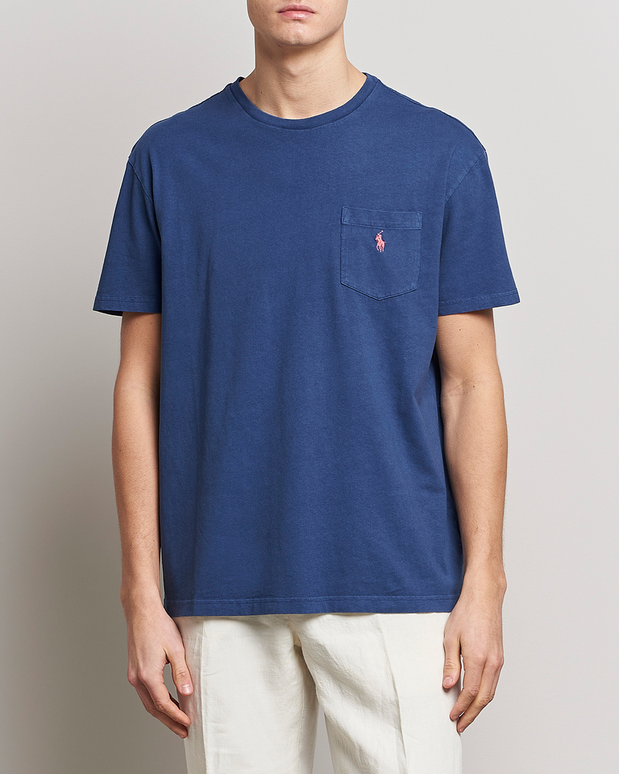 Herren | T-Shirts | Polo Ralph Lauren | Cotton/Linen Crew Neck T-Shirt Light Navy