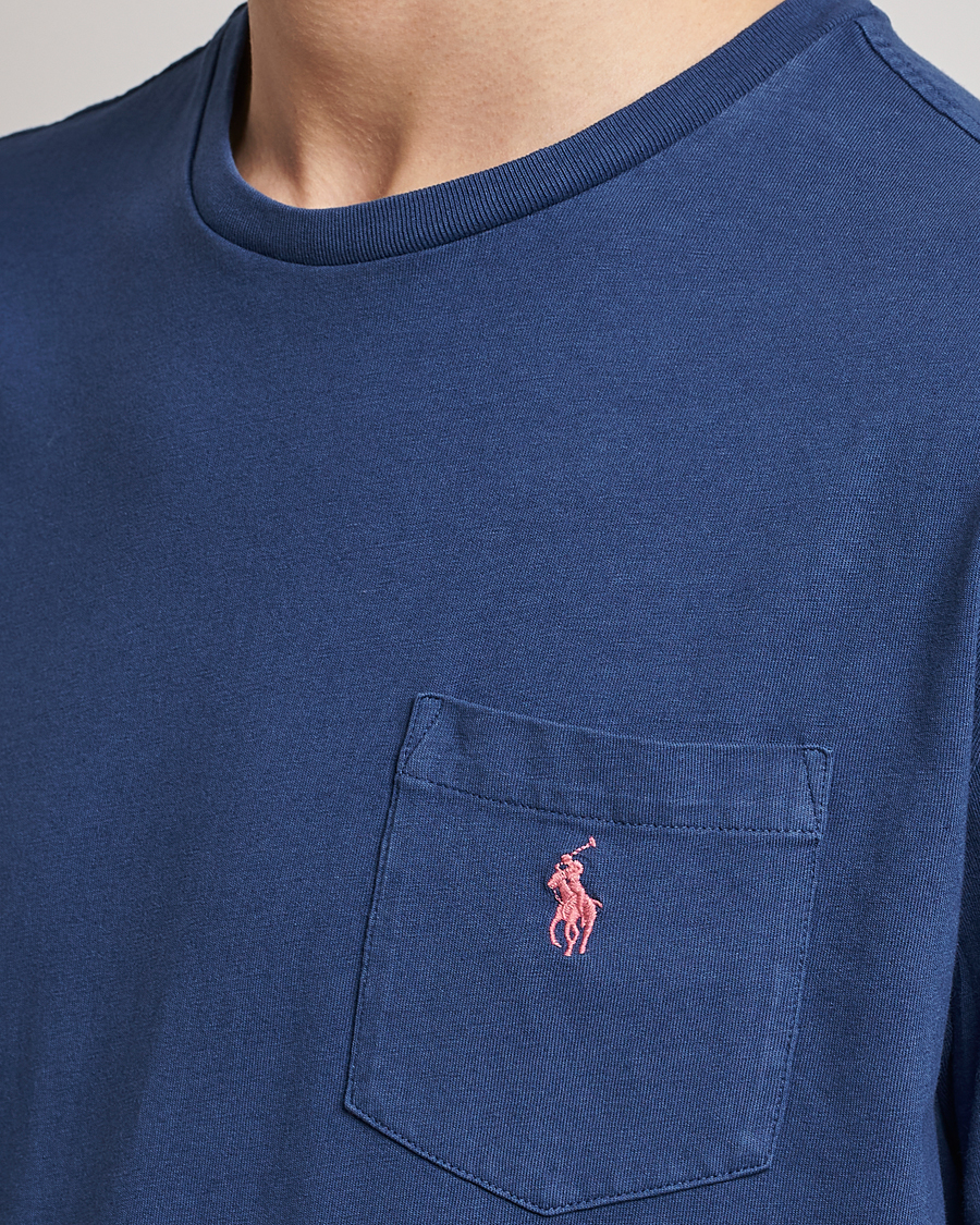 Herren | T-Shirts | Polo Ralph Lauren | Cotton/Linen Crew Neck T-Shirt Light Navy