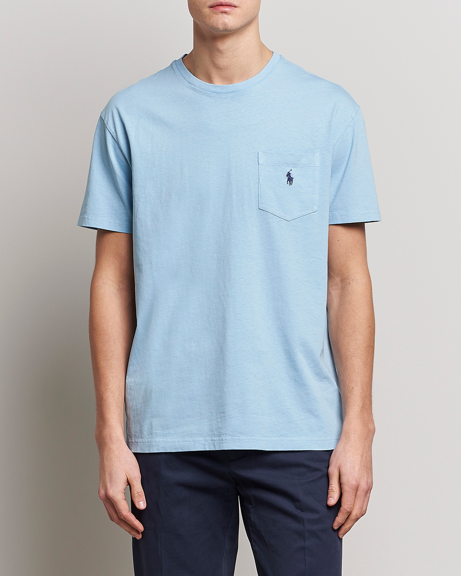 Herren | T-Shirts | Polo Ralph Lauren | Cotton/Linen Crew Neck T-Shirt Powder Blue