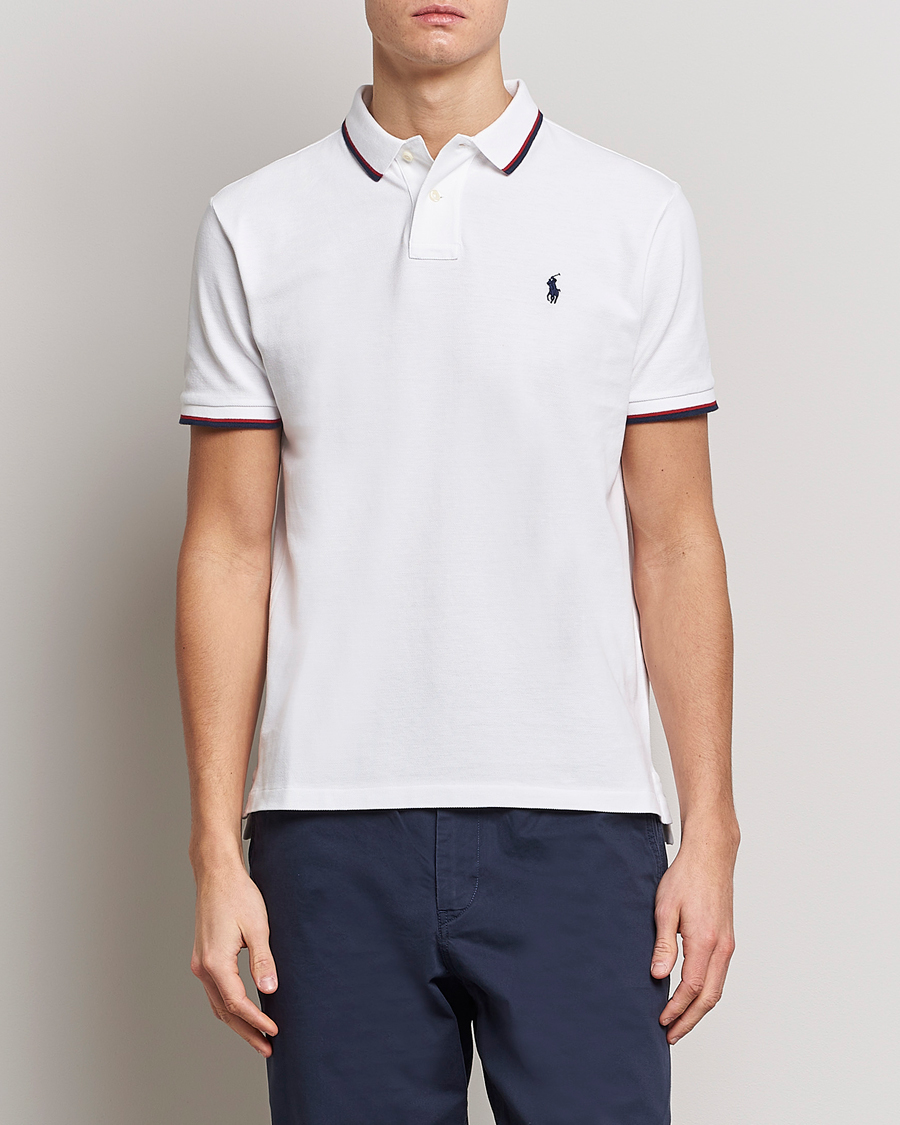 Herren | Poloshirts | Polo Ralph Lauren | Custom Slim Fit Tipped Polo White