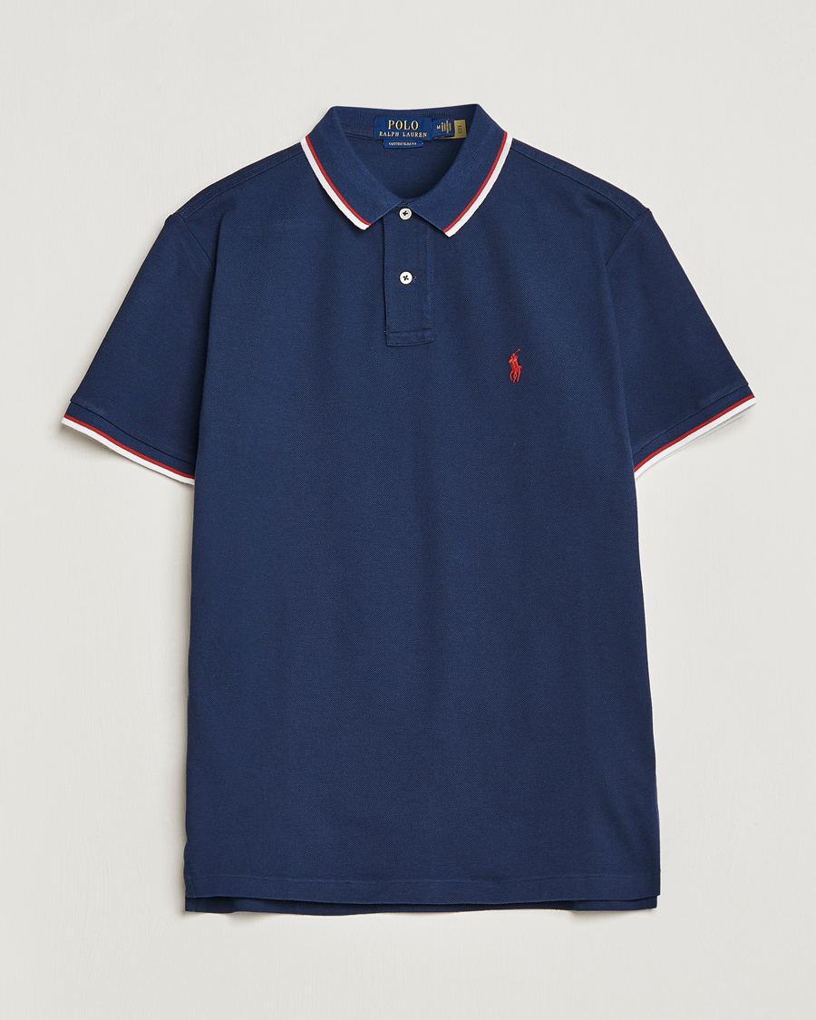 Herren | Poloshirts | Polo Ralph Lauren | Custom Slim Fit Tipped Polo Newport Navy