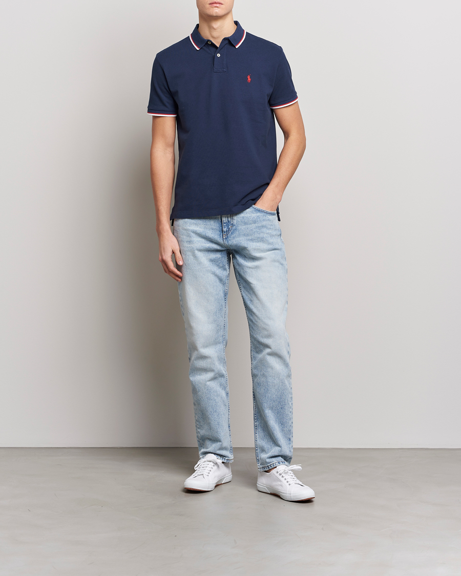 Herren | Poloshirts | Polo Ralph Lauren | Custom Slim Fit Tipped Polo Newport Navy