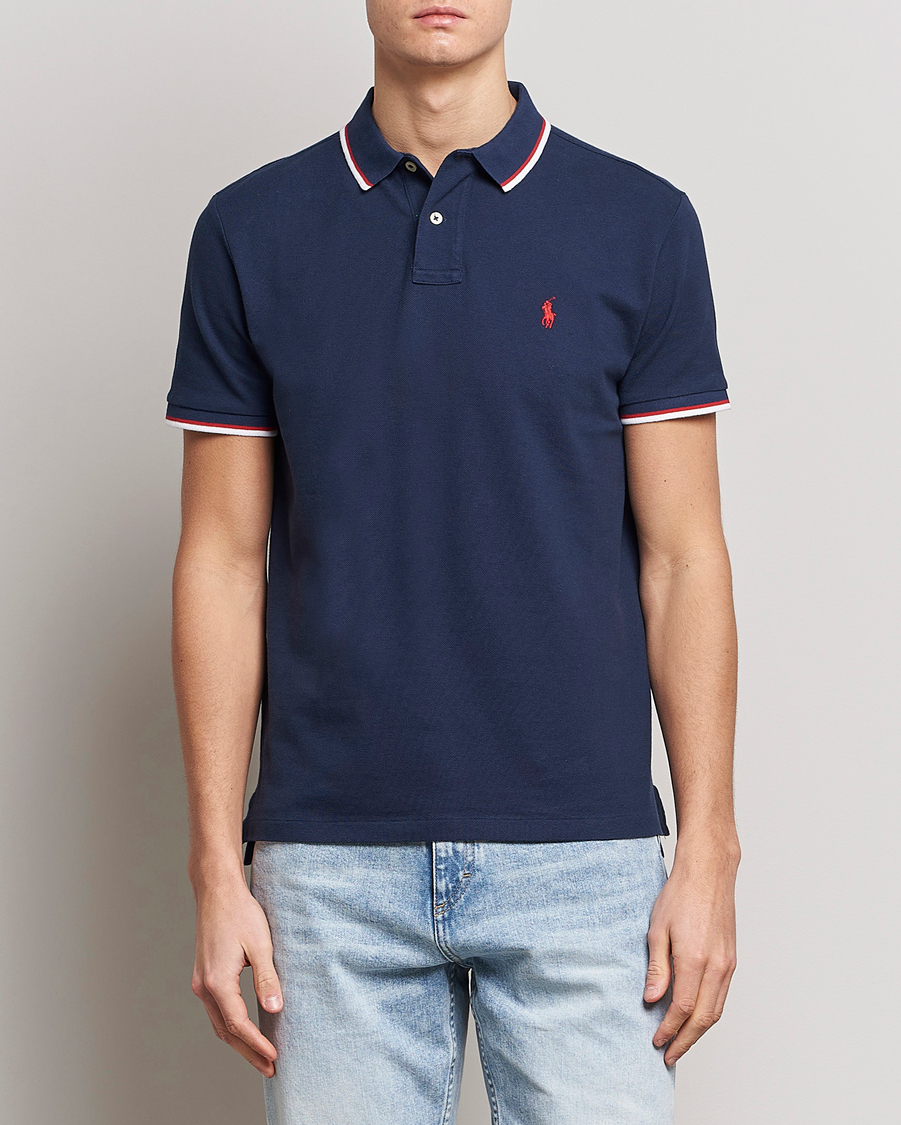 Herren | Poloshirts | Polo Ralph Lauren | Custom Slim Fit Tipped Polo Newport Navy