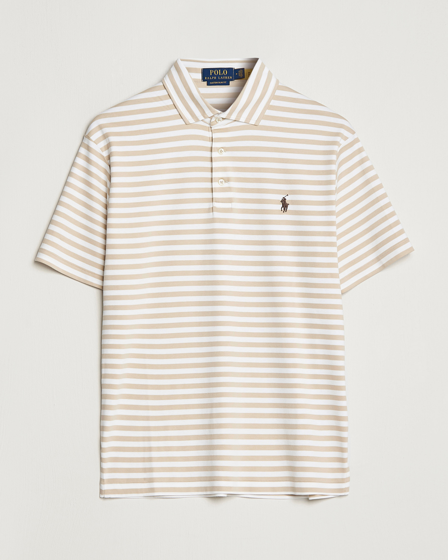 Herren | Poloshirts | Polo Ralph Lauren | Luxury Pima Cotton Striped Polo Beige/White