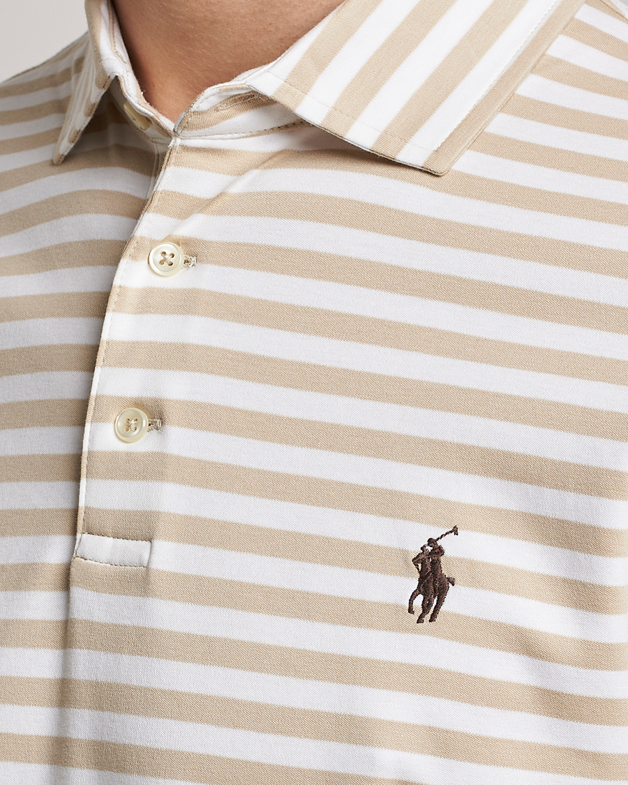 Herren | Poloshirts | Polo Ralph Lauren | Luxury Pima Cotton Striped Polo Beige/White