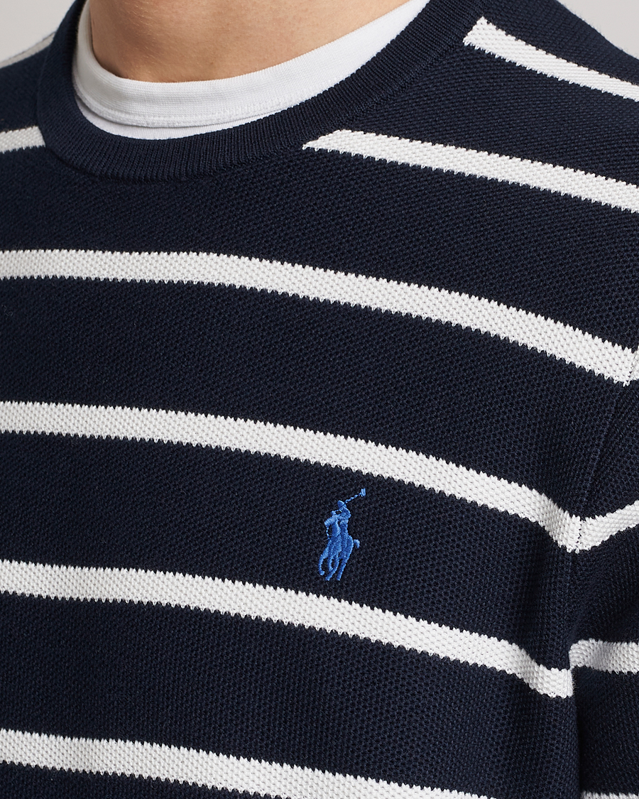 Herren | Pullover | Polo Ralph Lauren | Textured Striped Crew Neck Sweater Navy/White