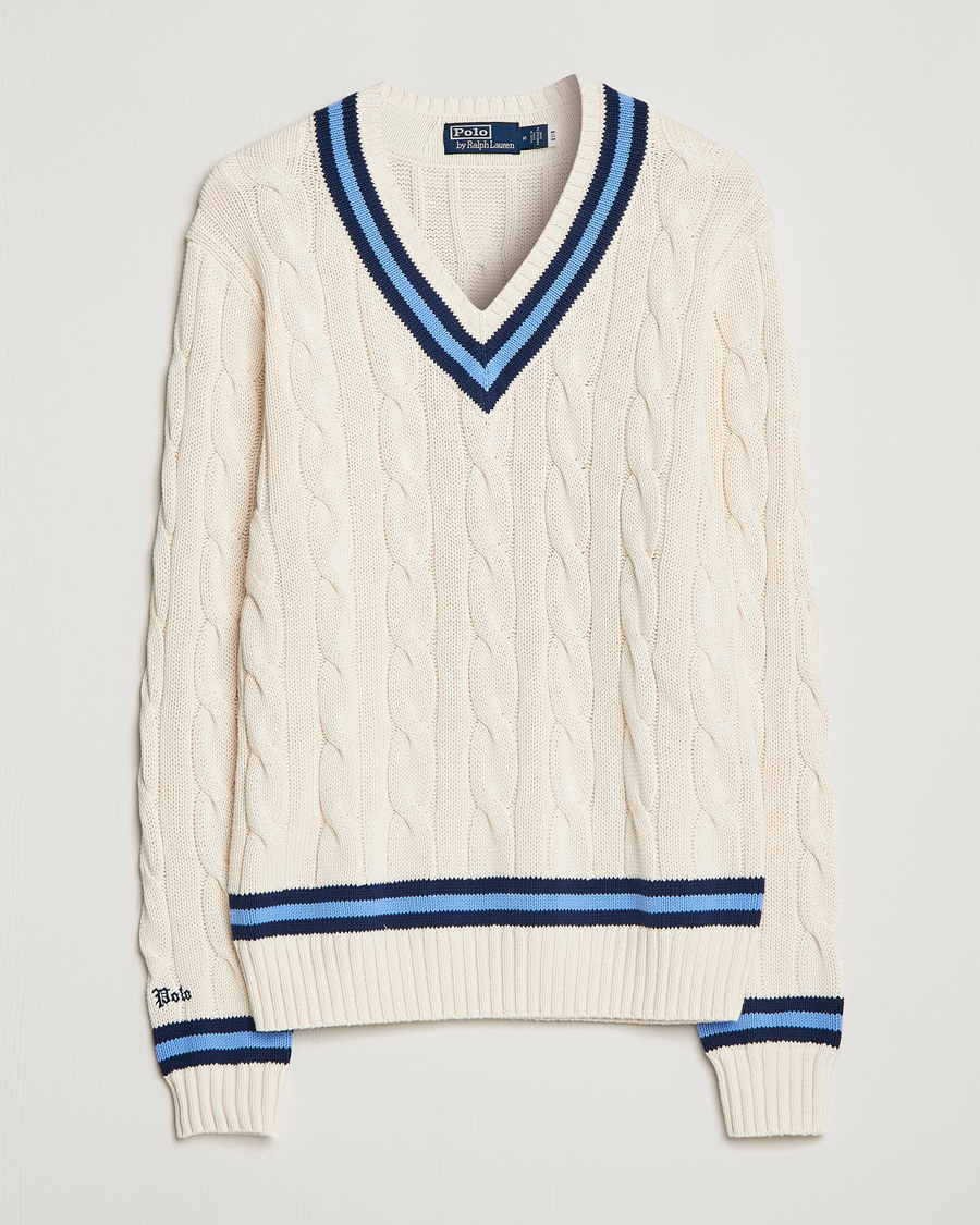 Herren | Pullover | Polo Ralph Lauren | Cricket Sweater Cream/Navy Stripe