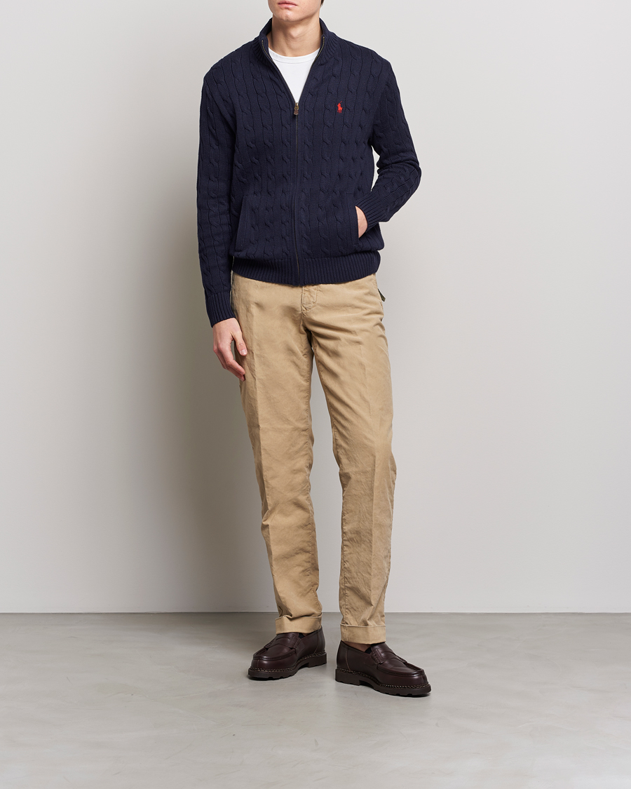 Herren | Pullover | Polo Ralph Lauren | Cotton Cable Full Zip Hunter Navy