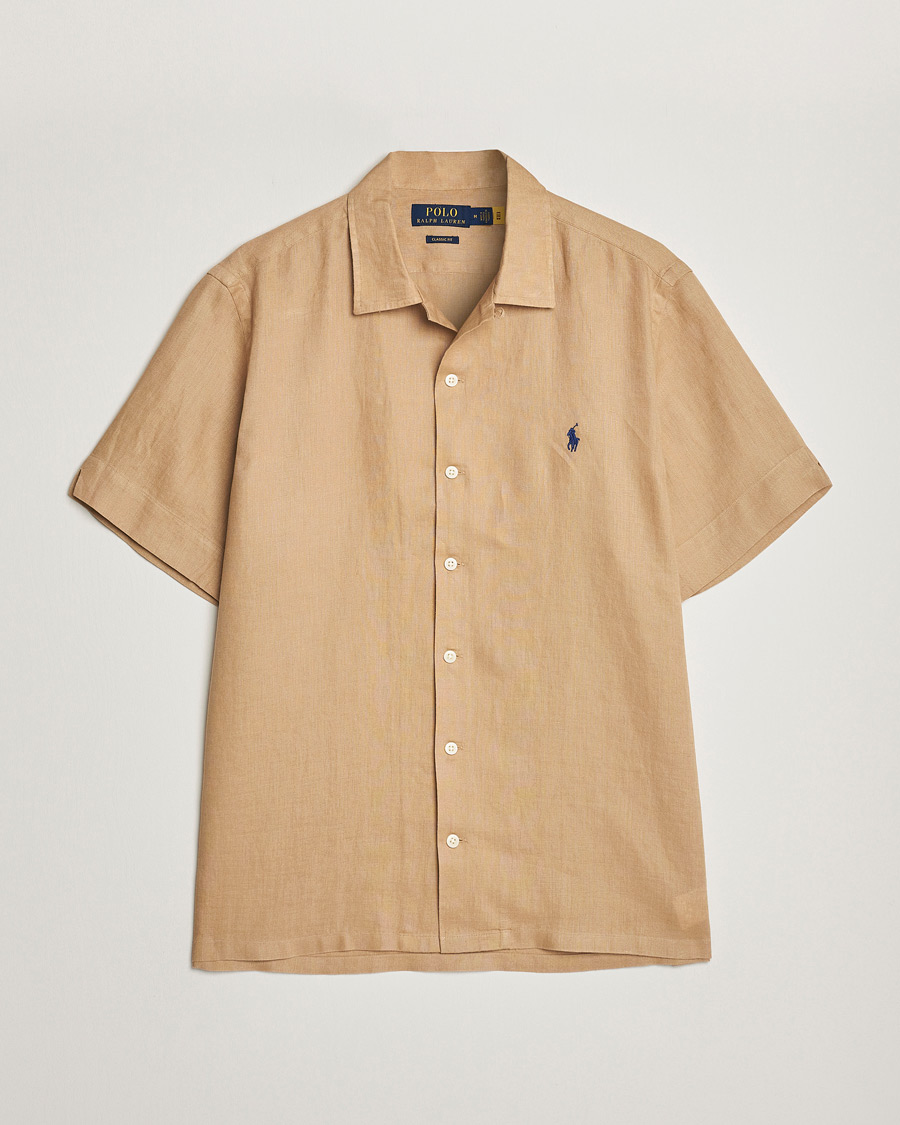 Herren | Hemden | Polo Ralph Lauren | Linen Camp Collar Short Sleeve Shirt Vintage Khaki