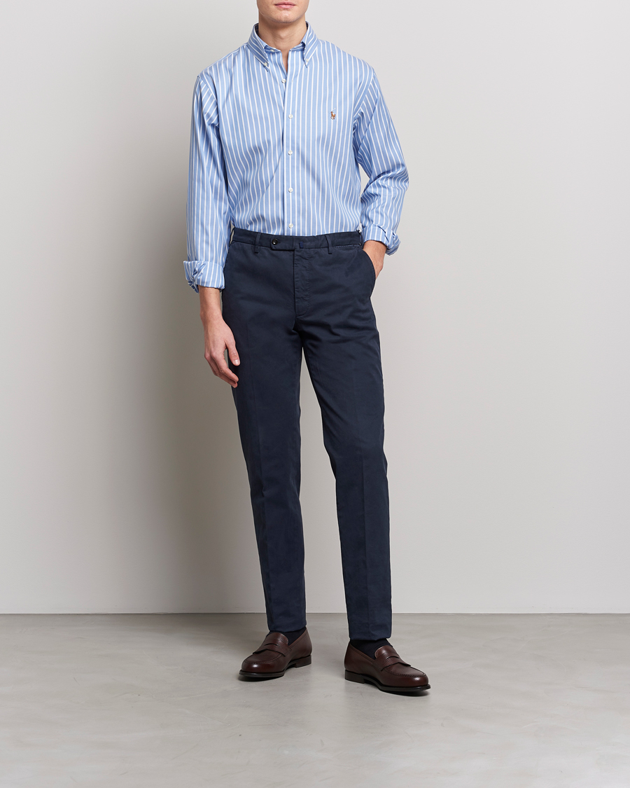 Herren | Hemden | Polo Ralph Lauren | Custom Fit Striped Dress Shirt Blue/White