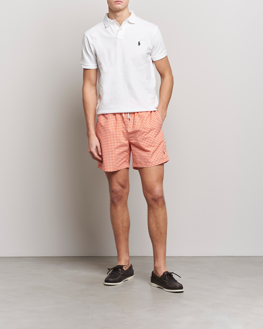 Herren | Badehosen | Polo Ralph Lauren | Traveler Gingham Swimshorts Sailing Orange
