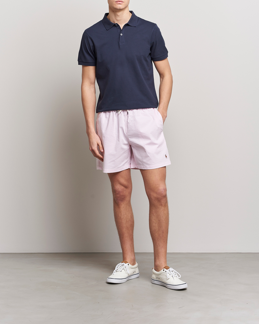 Herren | Badehosen | Polo Ralph Lauren | Recyceled Traveler Boxer Seersucker Swimshorts Pink/White