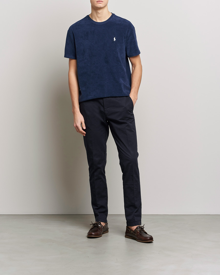 Herren | T-Shirts | Polo Ralph Lauren | Cotton Terry Crew Neck T-shirt Newport Navy