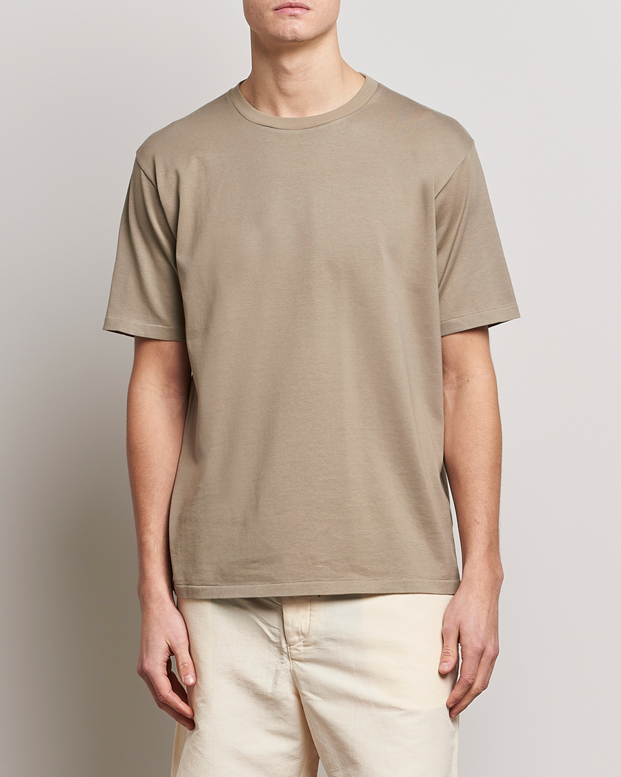 Herren | T-Shirts | Auralee | Luster Plaiting T-Shirt Khaki Grey